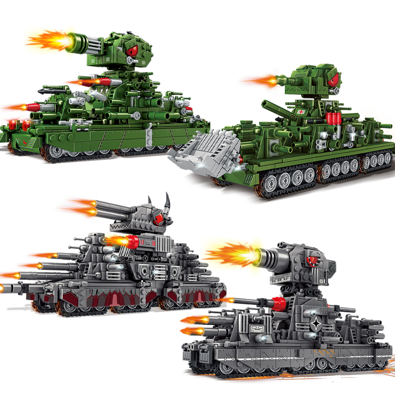 Lego Compatible Military Tank - Zestaw klocków konstrukcyjnych Tank World Cartoon
